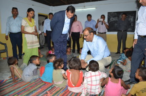 DM inaugurates crèche at Amrapali Dream Valley on labour day.